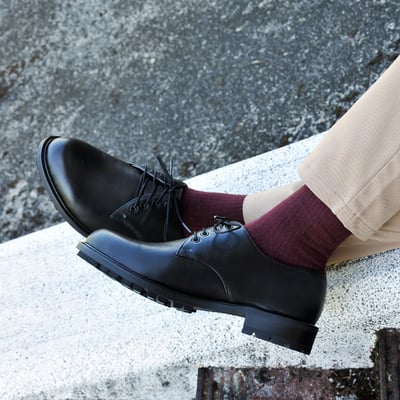 karine(MIT台灣製)全真皮綁帶寬楦厚底德比鞋-黑色2