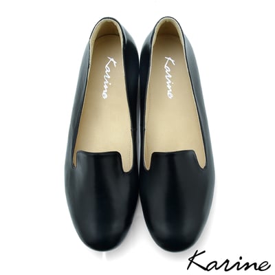 karine(MIT台灣製)全真皮樂素面/流蘇樂福平底鞋-黑色2