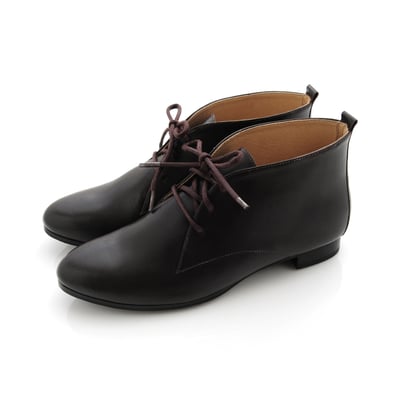 karine(MIT台灣製)全真皮經典綁帶德比短靴-深咖啡色5