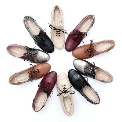 karine(MIT台灣製)全真皮復舊牛津低跟踝靴-栗子棕9