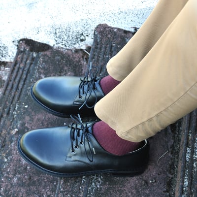 karine(MIT台灣製)全真皮綁帶寬楦厚底德比鞋-黑色4