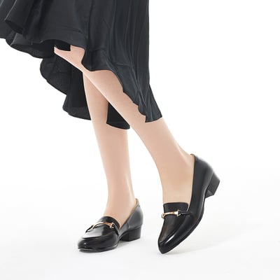 karine(MIT台灣製)全真皮飾釦低跟樂福鞋-紳士黑6