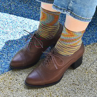 karine(MIT台灣製)全真皮綁帶牛津粗跟踝靴-棕色6