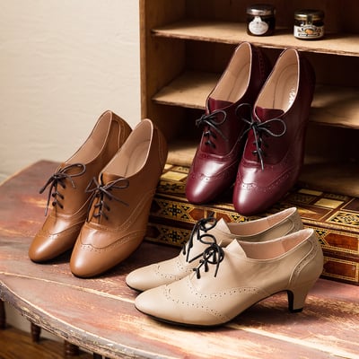 karine(MIT台灣製)全真皮復舊牛津低跟踝靴-炭黑7