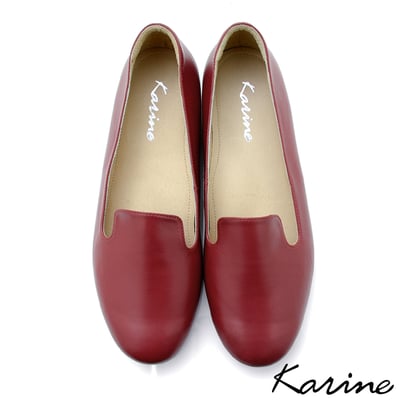 karine(MIT台灣製)全真皮樂素面/流蘇樂福平底鞋-紅色2