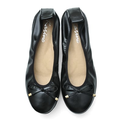 karine(MIT台灣製)全真皮金屬釦蝴蝶結厚底娃娃鞋-黑色7