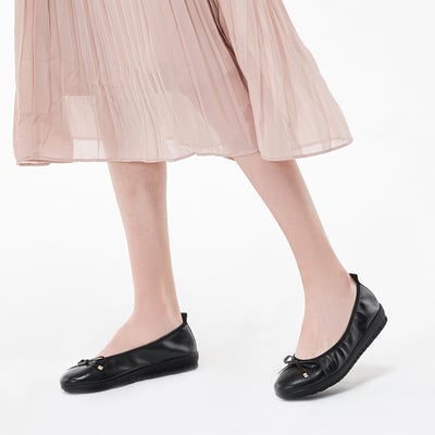 karine(MIT台灣製)全真皮金屬釦蝴蝶結厚底娃娃鞋-黑色4