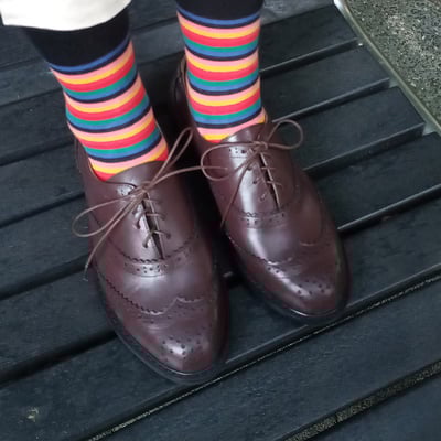 karine(MIT台灣製)全真皮寬楦綁帶雕花牛津鞋-咖啡色4