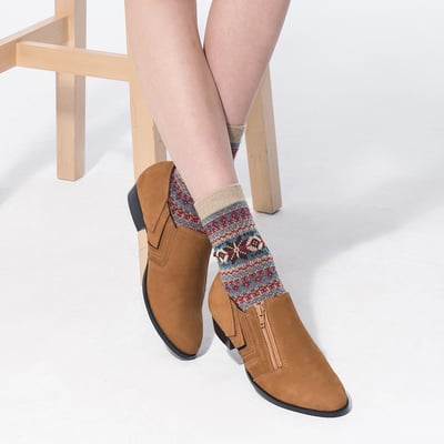 karine(MIT台灣製)全真皮牛巴戈車線拉鍊短靴-柚木色6