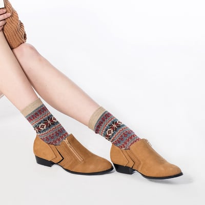 karine(MIT台灣製)全真皮牛巴戈車線拉鍊短靴-柚木色7