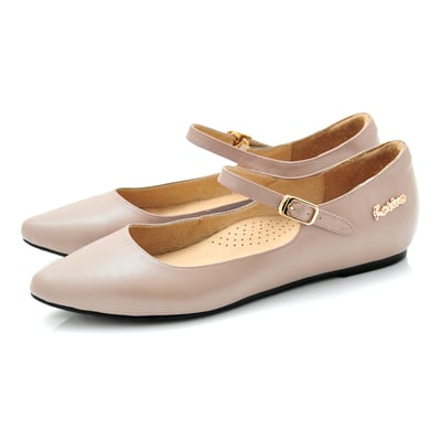 karine(MIT台灣製)全真皮尖頭繫帶內增高楔型鞋-駝色5