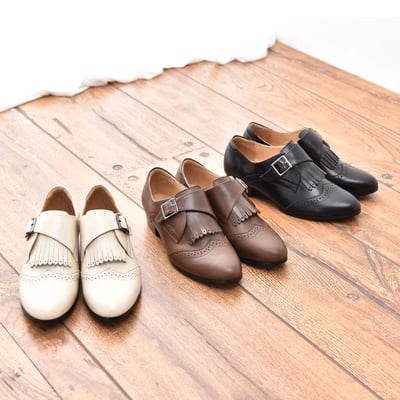 karine(MIT台灣製)全真皮兩穿流蘇低跟孟克鞋-黑色6