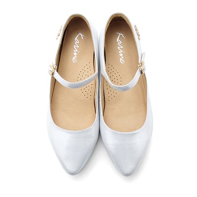 karine(MIT台灣製)全真皮尖頭繫帶內增高楔型鞋-冰雪3