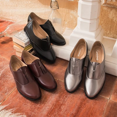 karine(MIT台灣製)全真皮2way無綁帶內增高牛津鞋-黑色7