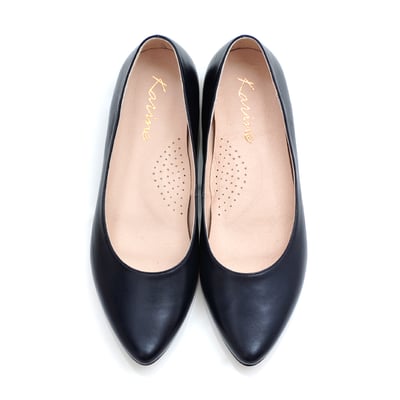 karine(MIT台灣製)全真皮尖頭內增高楔型鞋-暗藍4