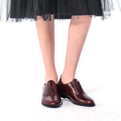 karine(MIT台灣製)全真皮2way無綁帶內增高牛津鞋-紅酒色4