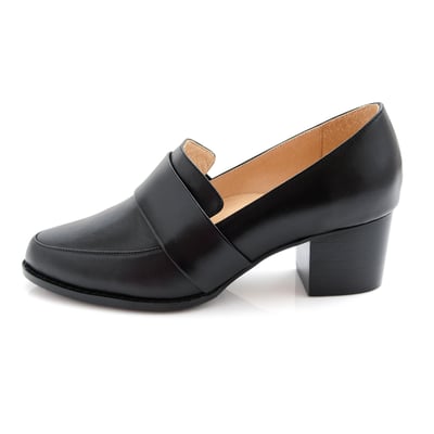 karine(MIT台灣製)全真皮素面粗跟樂福鞋-原皮黑3