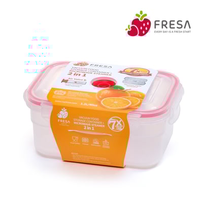 FRESA抽真空可蒸煮微波保鮮盒1.2L(附蒸盤)1