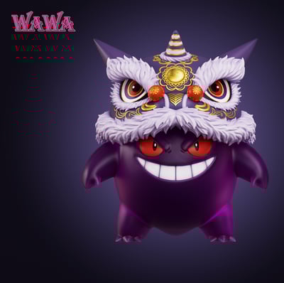 【預購】寶可夢 招財系列 雙配色 舞獅耿鬼 X WAWA-Studio1