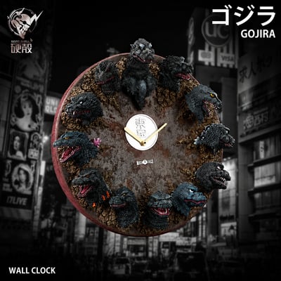 【預購】哥吉拉 歷代12頭雕浮雕掛鐘 X Hardcore硬殻1