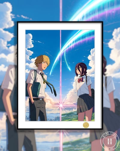 【預購】鏈鋸人《你的名字電次蕾塞》動漫裝飾畫 X H2工作室2