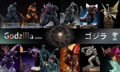 【預購】哥吉拉 歷代12頭雕浮雕掛鐘 X Hardcore硬殻9