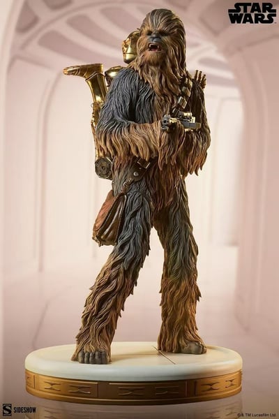 【售罄展示追加請私訊客服@toystationtw】星球大戰 楚巴卡和C-3PO 雕像 300939 X Sideshow6