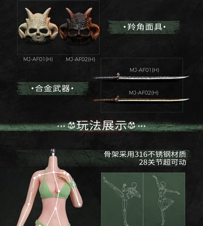 【售罄展示追加請私訊客服@toystationtw】纖秀少女型 綠色款MJ-AF01&紅色款MJ-AF02 X Mojoy模匠6