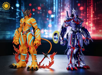 【售罄展示追加請私訊客服@toystationtw】數碼寶貝 亞古獸勇氣之紐帶&加布獸友情之紐帶 X 太陽模玩2