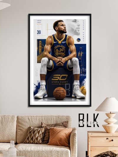 【預購】NBA《坐姿柯瑞》裝飾畫&冰箱貼 X 巴洛克工作室2