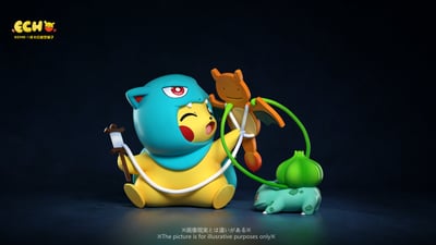 【預購】寶可夢 初代御三家變裝皮卡丘 X ECHO皮卡丘模型鋪子3