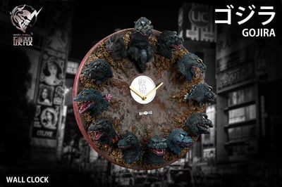 【預購】哥吉拉 歷代12頭雕浮雕掛鐘 X Hardcore硬殻3