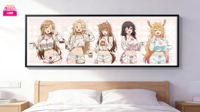 【預購】人氣女神睡衣群像大橫款 8k主題高清裝飾畫 X 阿喵畫社5