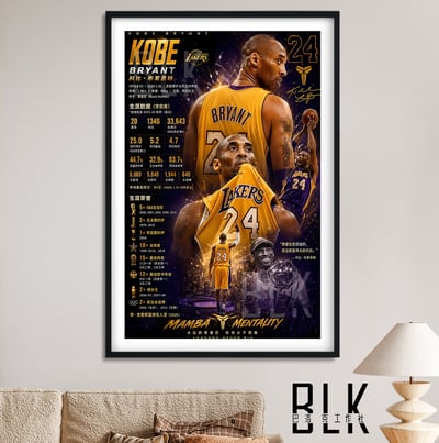 【預購】NBA《數據科比》湖人隊 裝飾畫&冰箱貼 X 巴洛克工作室1