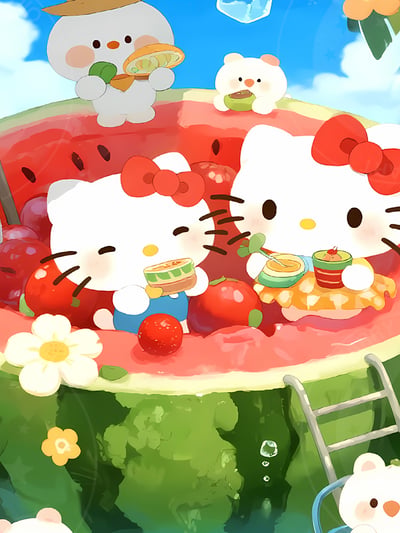 【預購】Hello Kitty《西瓜kitty》動漫裝飾畫 X 星空工作室5
