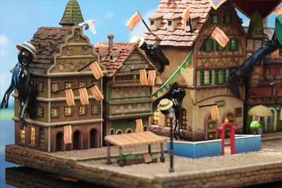 【現貨秒發】宮崎駿 桌面小場景系列006 霍爾的移動城堡 蘇菲與霍爾空中漫步 X OPM-Studio4