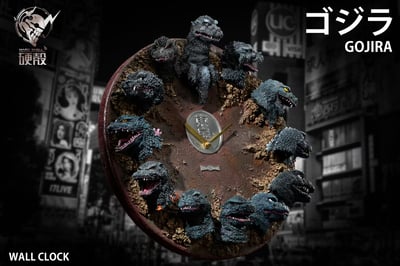 【預購】哥吉拉 歷代12頭雕浮雕掛鐘 X Hardcore硬殻5