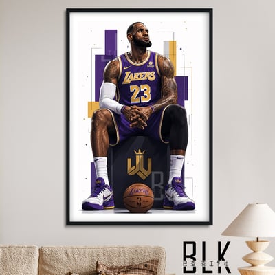 【預購】NBA《坐姿詹姆斯》裝飾畫&冰箱貼 X 巴洛克工作室1