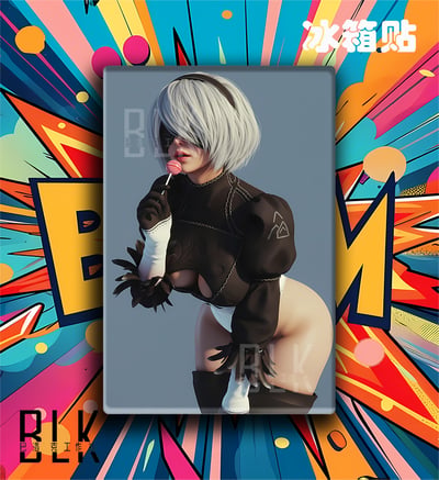 【預購】尼爾自動人形《棒棒糖2B》遊戲裝飾畫&冰箱貼 X 巴洛克工作室3