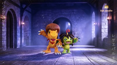 【預購】數碼寶貝 朋克亞古獸&雷鬼巴魯獸 X 獨角獸工作室2