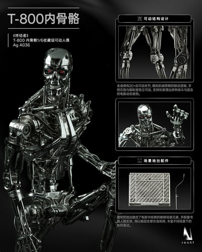 【售罄展示追加請私訊客服@toystationtw】《終結者》1/6收藏級可動人偶 T-800內骨骼 X INART23