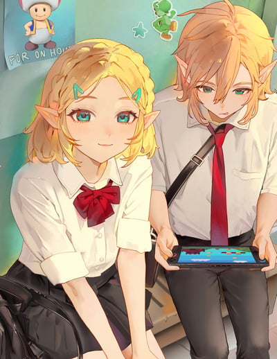 【預購】薩爾達傳說《校服塞爾達林克》裝飾畫 X H2工作室4