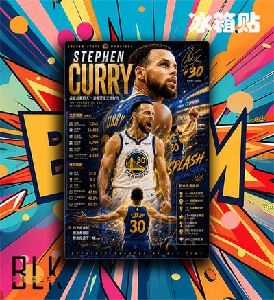 【預購】NBA《數據Curry》裝飾畫&冰箱貼 X 巴洛克工作室3