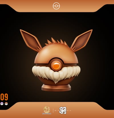 【預購】寶可夢 伊布1/1精靈球系列第九彈 伊布精靈球 X 羽+HZ1