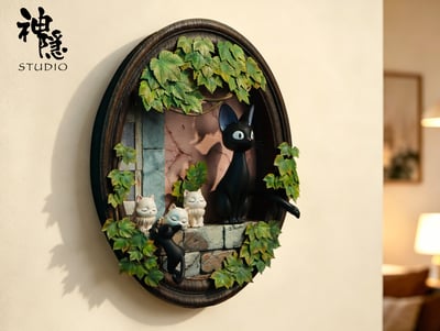 【預購】宮崎駿 壁掛系列 魔女宅急便-檐下貓居 X 神隱工作室3