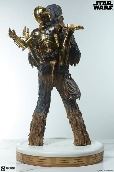 【售罄展示追加請私訊客服@toystationtw】星球大戰 楚巴卡和C-3PO 雕像 300939 X Sideshow10
