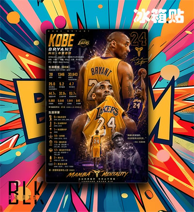 【預購】NBA《數據科比》湖人隊 裝飾畫&冰箱貼 X 巴洛克工作室3