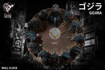 【預購】哥吉拉 歷代12頭雕浮雕掛鐘 X Hardcore硬殻7