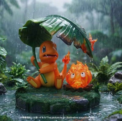 【預購】宮崎駿+寶可夢《雨中小火龍&卡西法》X 龍喵工作室1