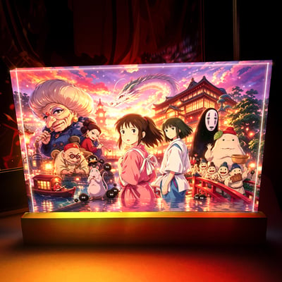 【預購】宮崎駿 千尋&霍爾&波妞三部曲 23cm大號特效發光手辦架展示磚 X 阿喵畫社2